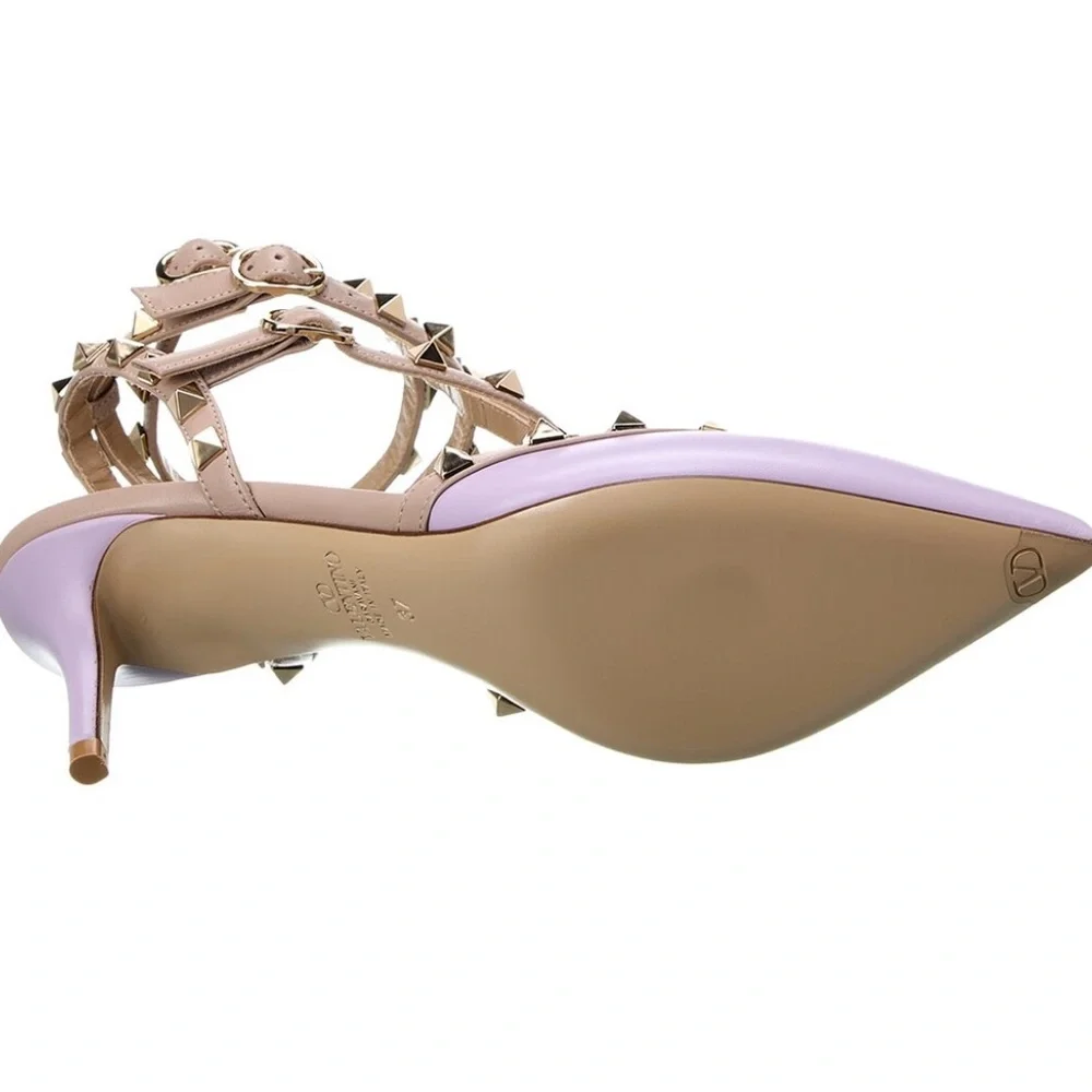 Valentino Purple and Tan Rockstud Heels - Picture 4 of 5